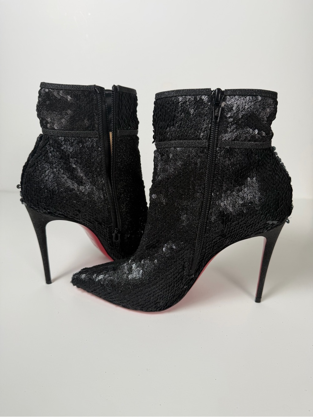 Christian Louboutin Moulakate 100 Sequin Boots Ankle Heel Pair Size 36 L / 37 R
